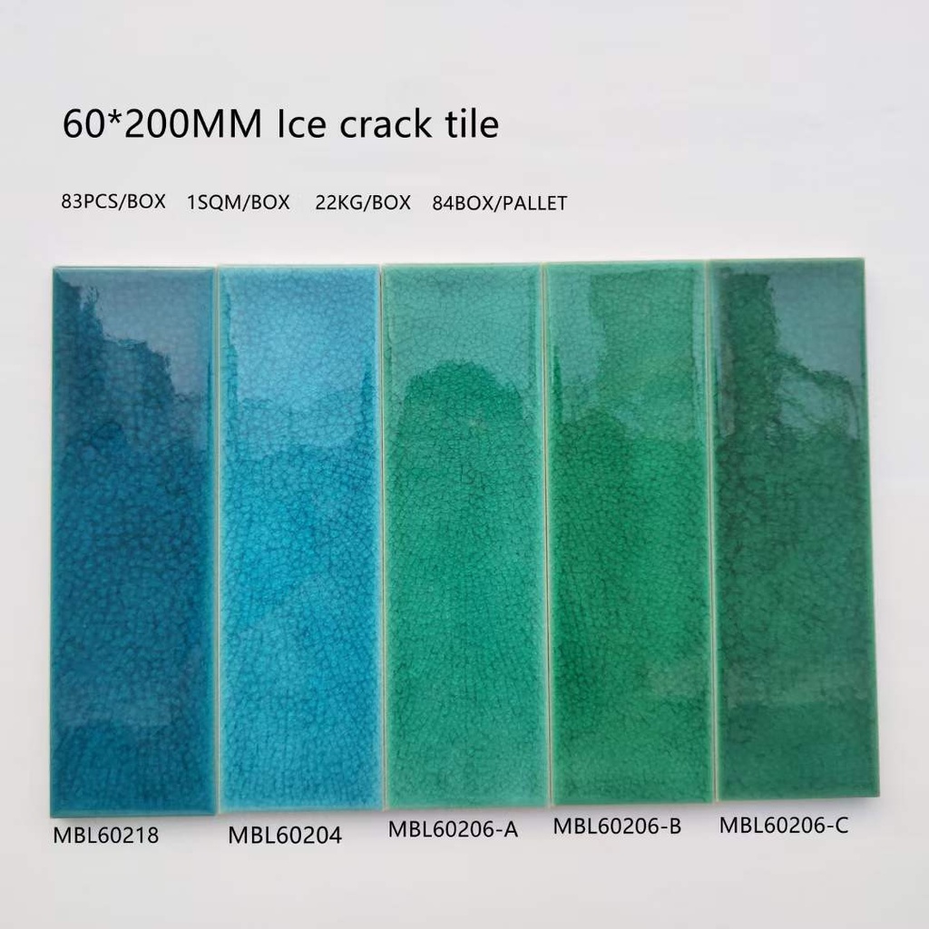 Gạch gốm men rạn KT 60x200mm xanh ngọc MBL60206-A