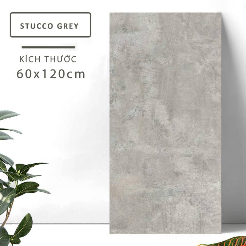 Gạch khổ lớn cao cấp Ấn Độ men matt KT 600x1200mm Stucco Grey