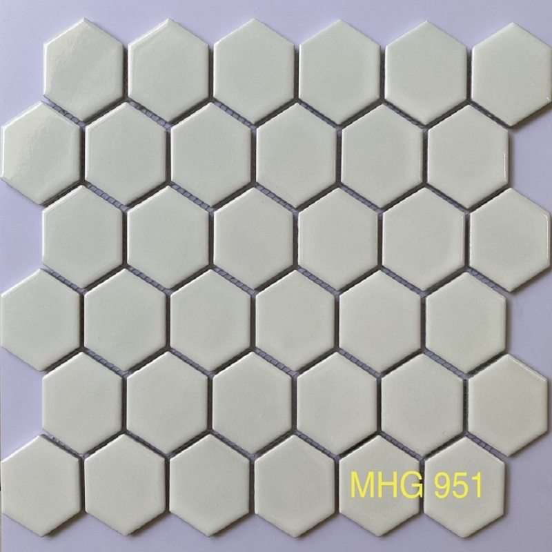 Gạch mosaic lục giác trắng bóng