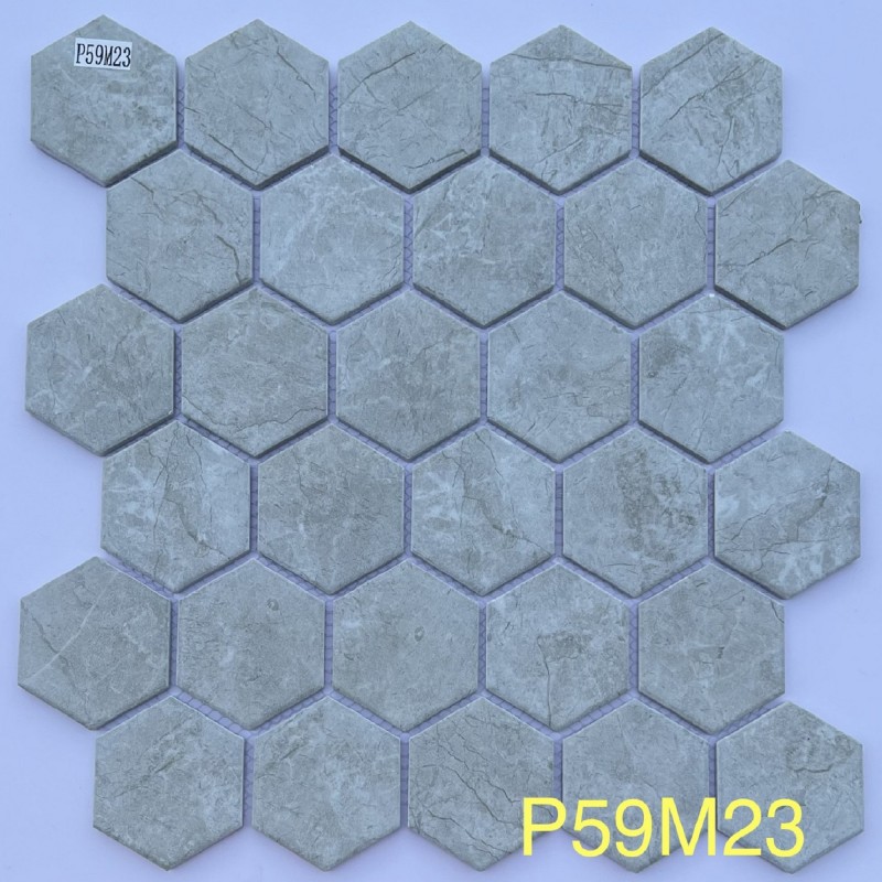 Gạch mosaic lục giác xám P59M23