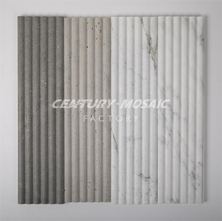 Gạch đá hoa cẩm thạch vân sọc màu trắng xám tự nhiên bán buôn Centurymosaic dùng cho nhà bếp, mặt bàn sang trọng, ốp tường