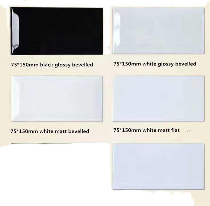 Gạch ốp tường bếp men gốm hiện đại 75*150mm màu trắng