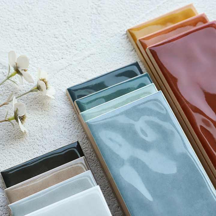 Gạch ốp tường nhà tắm chất lượng cao, gạch ốp bếp, gạch ceramic men bóng màu trơn, gạch tàu hình sóng