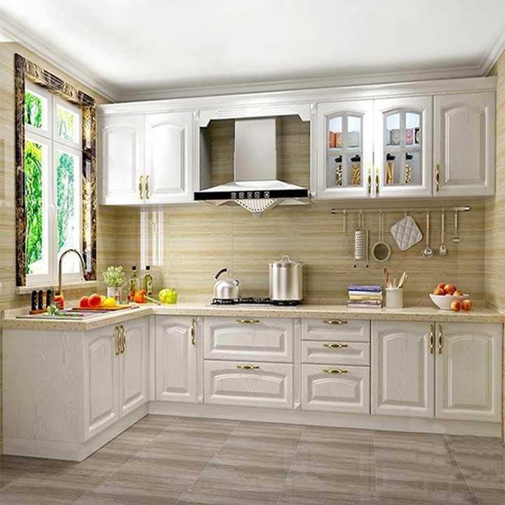 Tủ bếp Laminate trắng đơn giản, kiểu châu Âu, size nhỏ