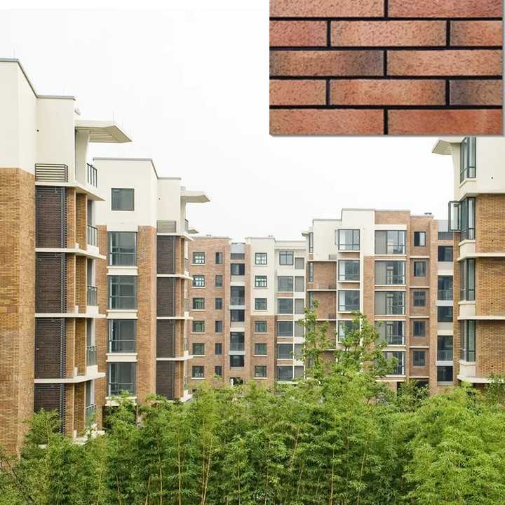 Gạch ốp tường ngoài trời chịu lửa màu đỏ, kiểu ván lát chia dọc
