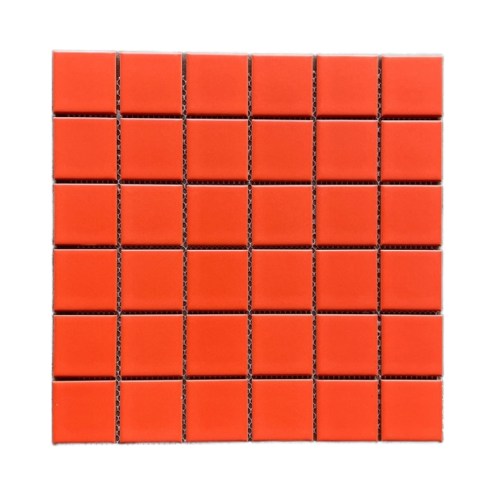 Gạch khảm gốm màu cam hiện đại 48x48mm, chống khuẩn, chịu lửa
