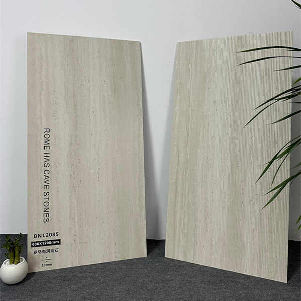 Gạch men sứ giả cổ trang trí đá Travertine La Mã màu vàng 600x1200mm bề mặt mờ
