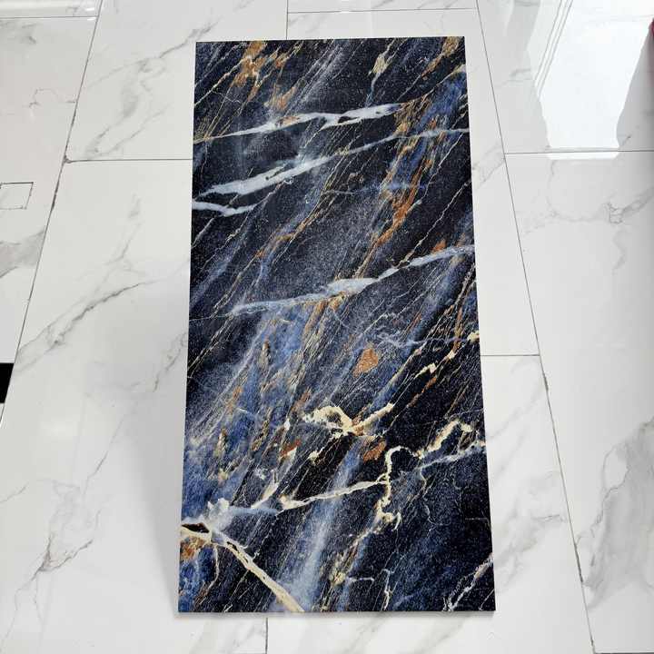 Gạch lát nền giả đá cẩm thạch cao cấp 600*1200 màu xanh Ý
