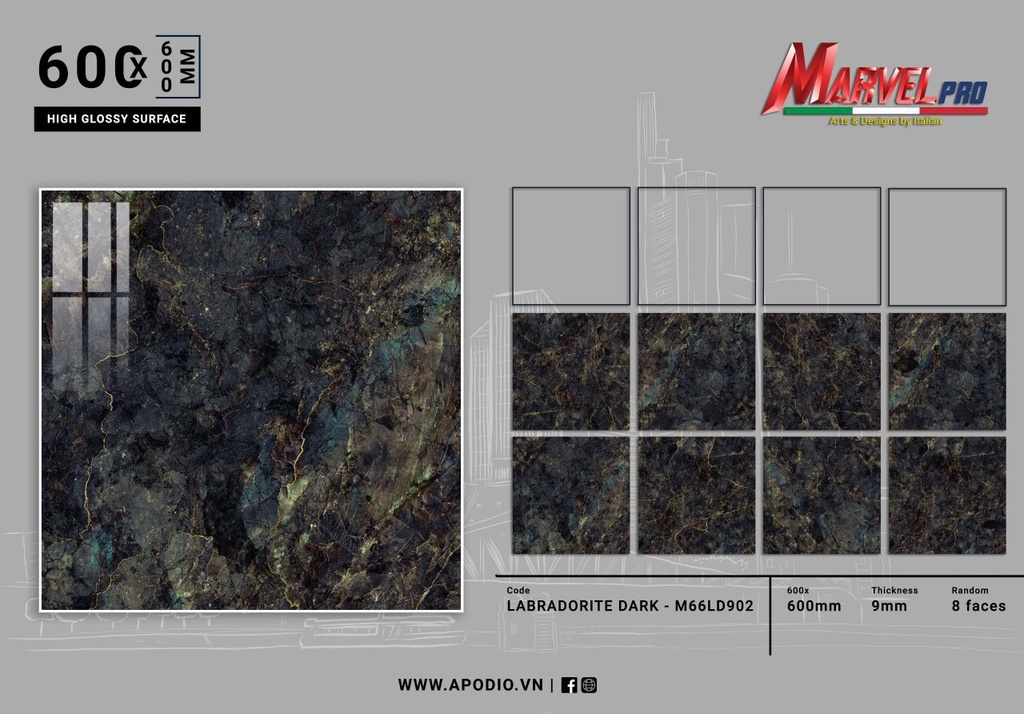 Gạch ốp lát Apodio M66LD902 (Bóng)