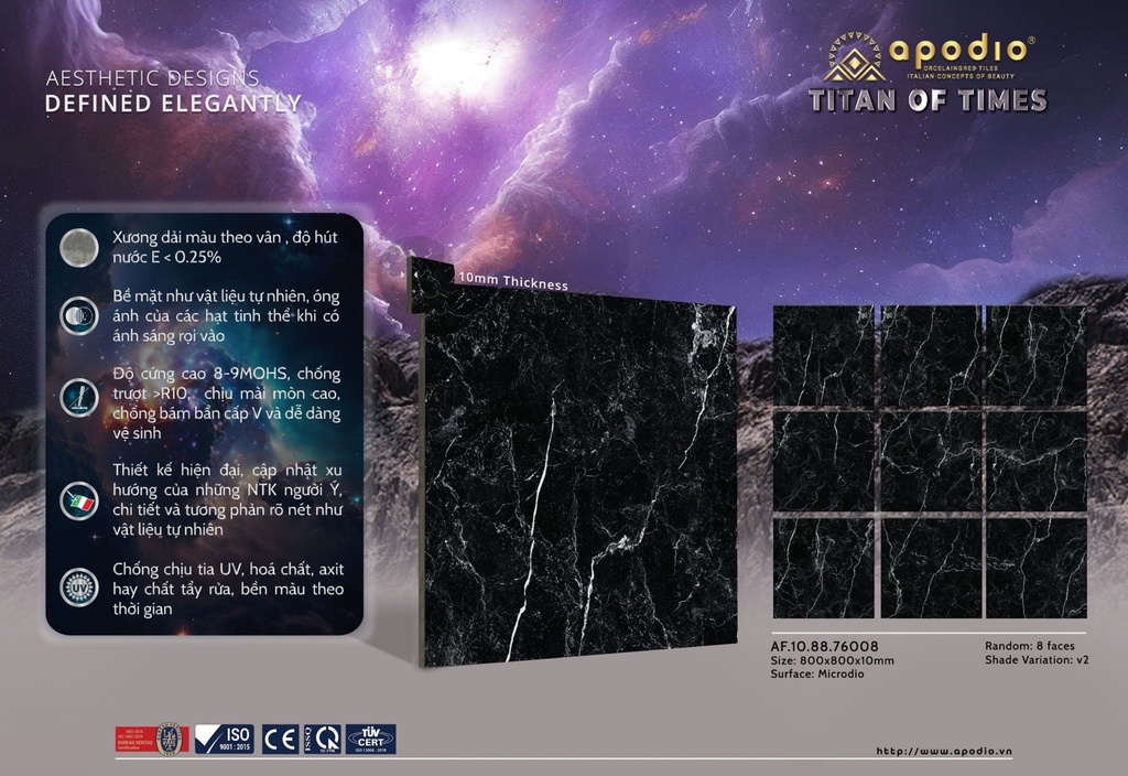Gạch ốp lát Apodio 80x80 AF.10.88.76008 - Matt Tinh thể