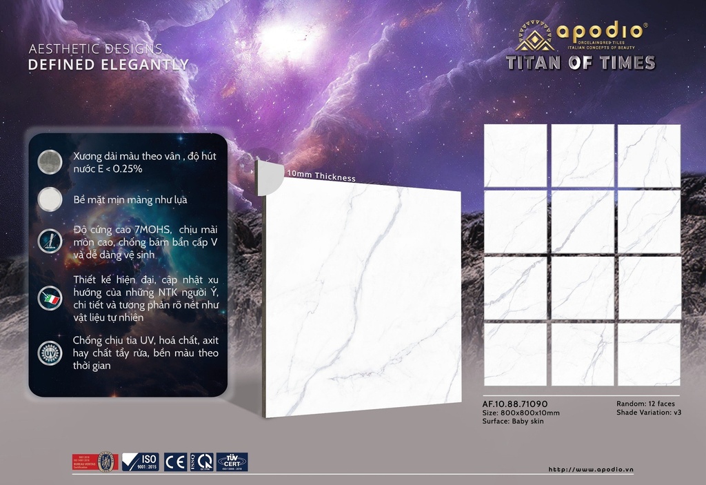 Gạch ốp lát Apodio 80x80 AF.10.88.71090 - Matt mịn