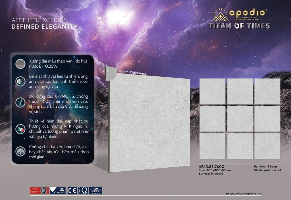 Gạch ốp lát Apodio 80x80 AF.10.88.76004 - Matt Tinh thể