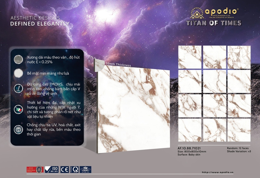 Gạch ốp lát Apodio 80x80 AF.10.88.71021 - Matt mịn
