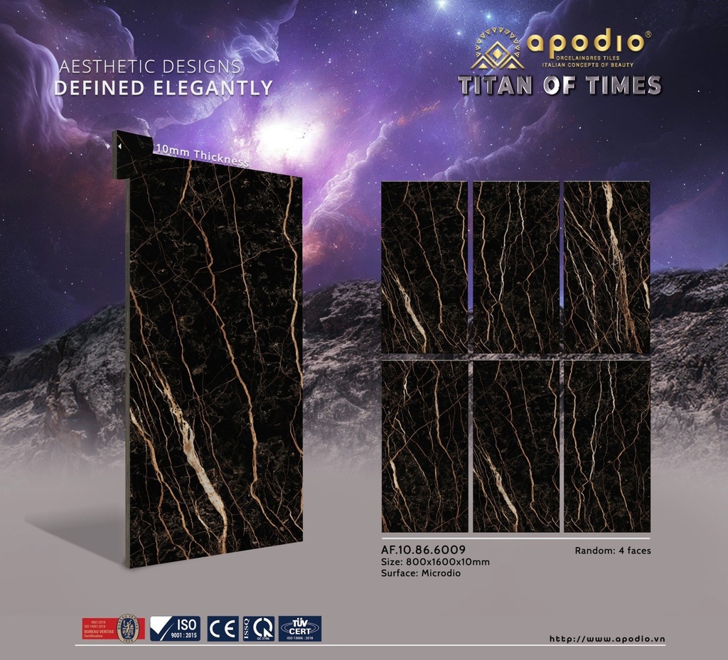 Gạch ốp lát Apodio 80x160 AF.10.86.6009 (Laurent Noir)