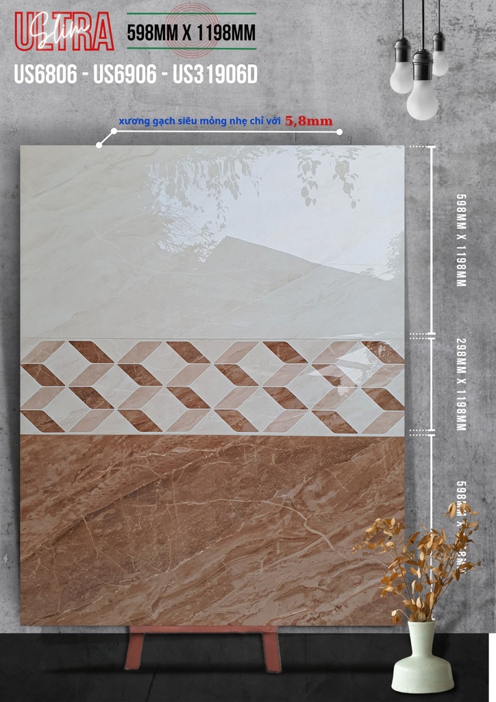 Gạch ốp lát Apodio US 6806 US 6906 US 31906D (598x1198x5.8mm)