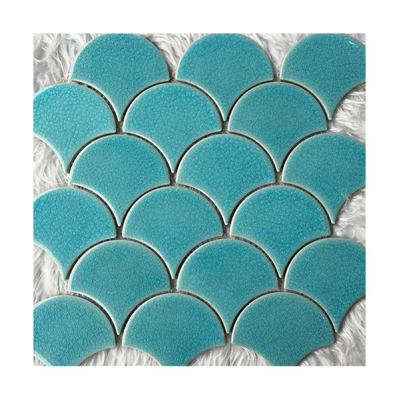 Gạch mosaic gốm hình vảy cá 300x300mm YD-Y0701 màu xanh lá cây