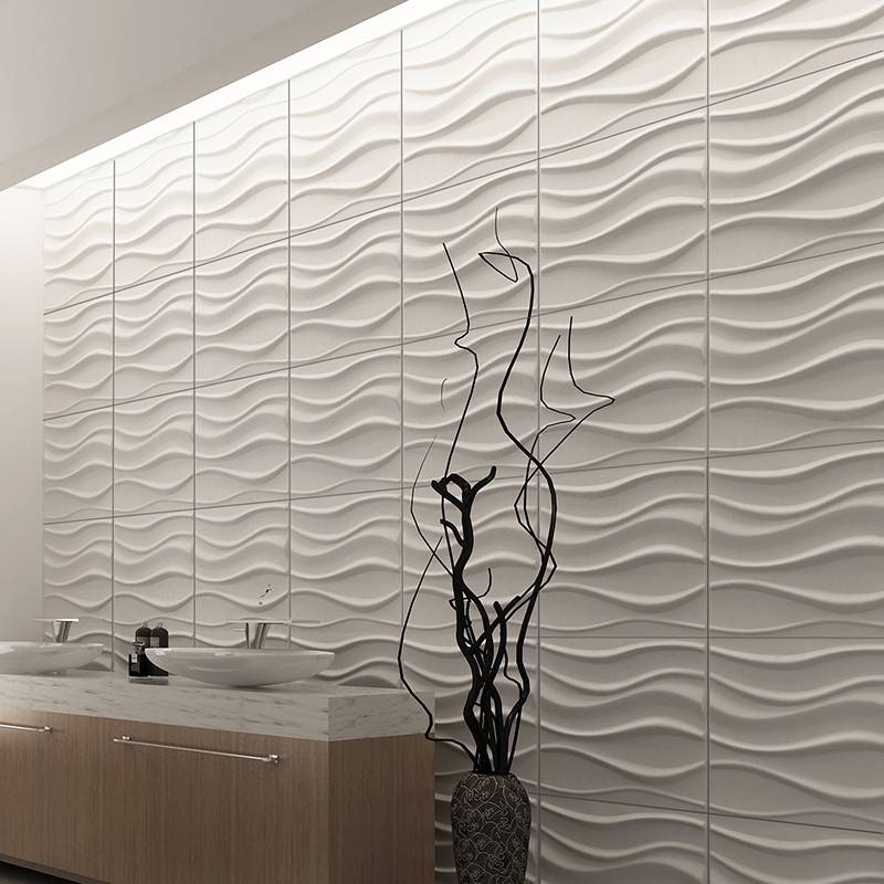 Gạch 3d ốp tường trang trí chống thấm màu trắng