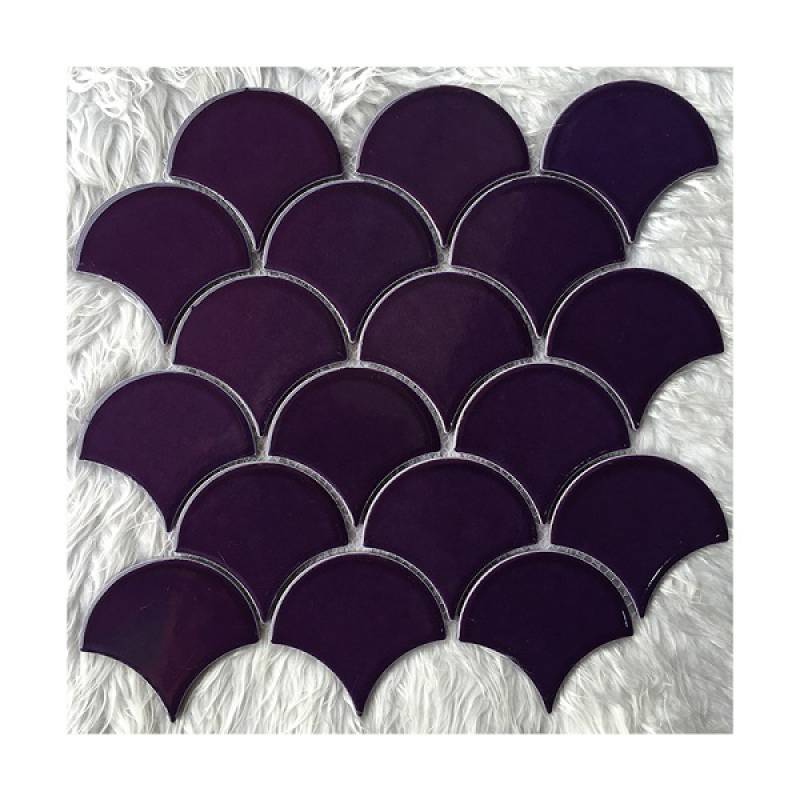 Gạch mosaic gốm hình vảy cá 300x300mm màu tím