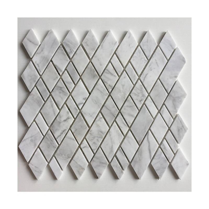 Gạch mosaic đá hình thoi 265x305mm màu trắng
