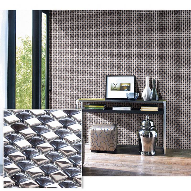 Gạch mosaic gốm mix kim loại trang trí phòng tắm 300x300mm WA1503