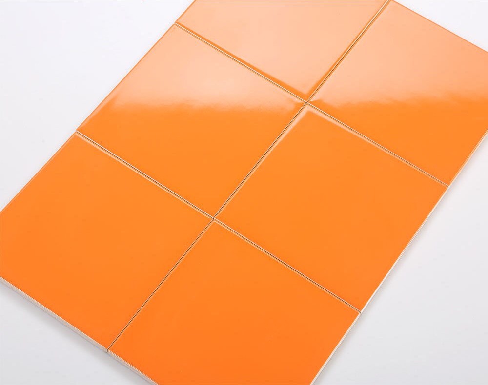 Gạch thẻ Việt Nam, Cam bóng phẳng, KT 100x100 mm, M1109, Hàng Ưu (1 hộp/ 110 viên/ 1.1m2)