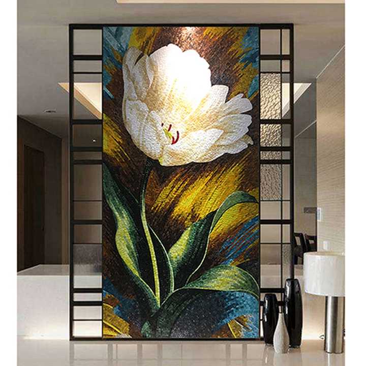 Tranh khảm kính hoa vàng tự nhiên tùy chỉnh