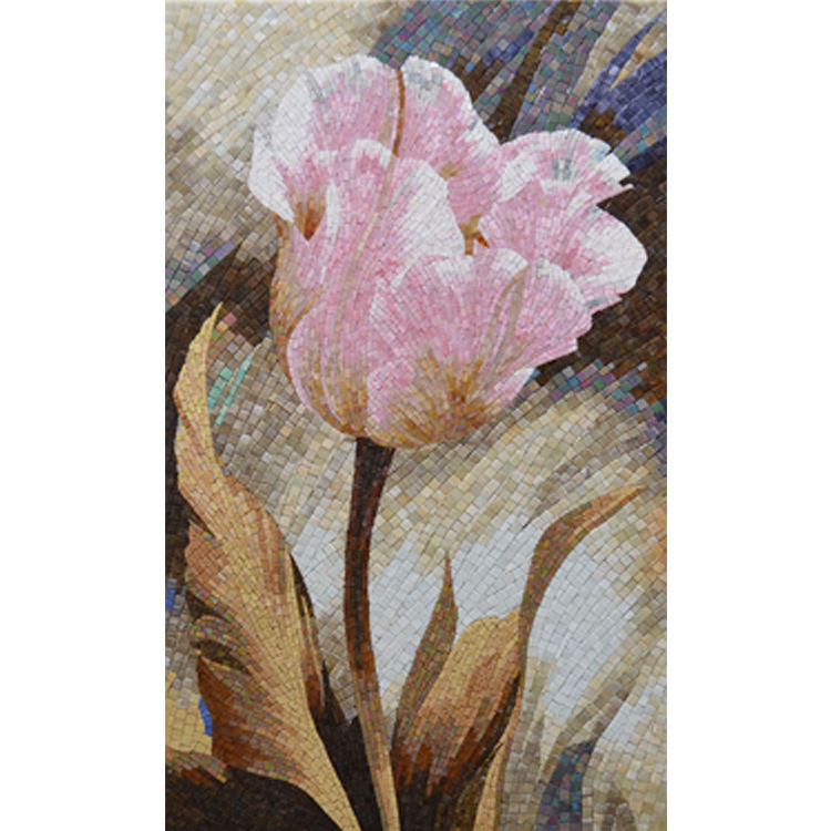 Tranh khảm kính nghệ thuật hoa Tulip cổ điển làm thủ công