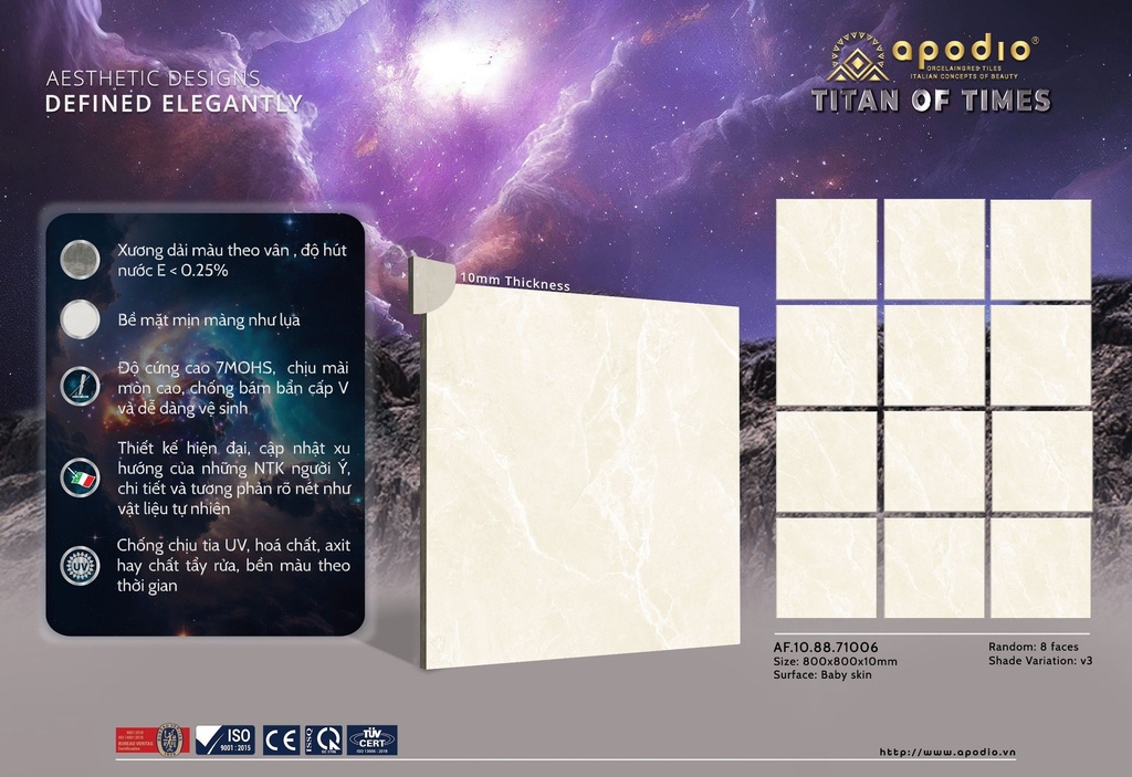 Gạch ốp lát Apodio 80x80 AF.10.88.71006 - Matt mịn
