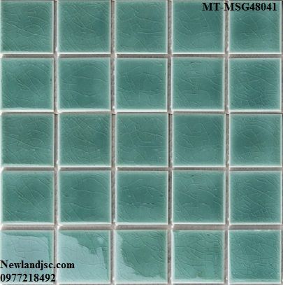 Gạch Mosaic gốm rạn đơn xanh ngọc 48x48mm mã  IID55434