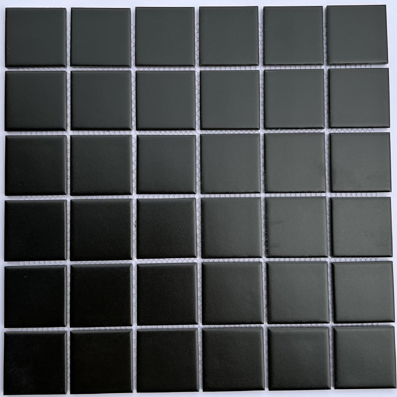 Gạch Mosaic gốm đen men mờ KT 48x48mm mã EID4810