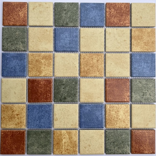 [P48M06] Gạch Mosaic gốm mix men rạn đơn 4 màu P48M06