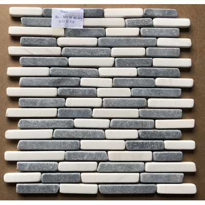 [LUX-15QRM14] Mosaic đá tự nhiên rung đen NA mix trắng sữa 15mm LUX-15QRM14