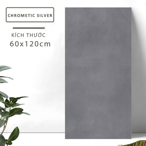 [Chrometic Silver_60120] Gạch khổ lớn cao cấp Ấn Độ men matt KT 600x1200mm Chrometic Silver