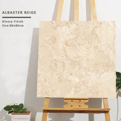 [Albaster Beige] Gạch khổ lớn cao cấp nhập khẩu Ấn Độ men bóng 800x800mm Albaster Beige