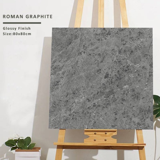 [Roman Graphite_8080] Gạch khổ lớn cao cấp nhập khẩu Ấn Độ men bóng KT 800x800mm Roman Graphite