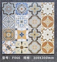 Gạch bông Trung Quốc, men mờ xương porcelain, KT 300x300, F066 (1 hộp/11 viên/1m2)