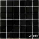 Gạch mosaic thủy tinh nhập khẩu, Thủy tinh màu đen, KT viên 48x48mm, KT vỉ 300x300mm, MH 4809 (1 thùng 22 vĩ = 2m2)