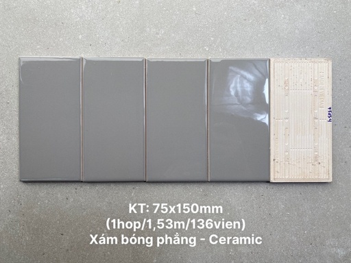 [DSH-PSTA75154] Gạch thẻ xám bóng phẳng KT 75x150mm PSTA75154