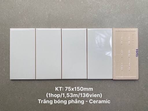 [DSH-STA75150] Gạch thẻ trắng bóng phẳng KT 75x150mm STA75150