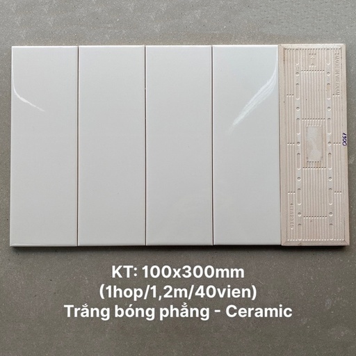 [DSH-STA1300] Gạch thẻ trắng bóng phẳng KT 100x300mm STA1300