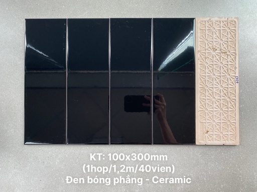 [DSH-STA1307] Gạch thẻ đen bóng phẳng KT 100x300mm STA1307