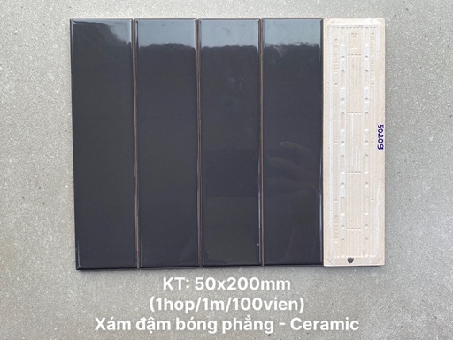 [DSH-PSTA50209] Gạch thẻ xám đậm bóng phẳng KT 50x200 PSTA50209