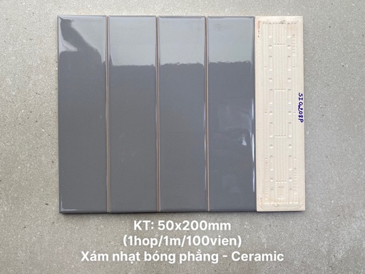 [DSH-SI0208P] Gạch thẻ xám nhạt bóng phẳng KT 50x200mm SI0208P