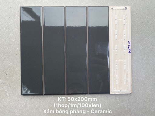 [DSH-UTT28G] Gạch thẻ xám bóng phẳng KT 50x200mm UTT28G