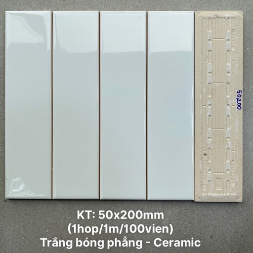 [DSH-PSTA50200] Gạch thẻ trắng bóng phẳng KT 50x200 PSTA50200