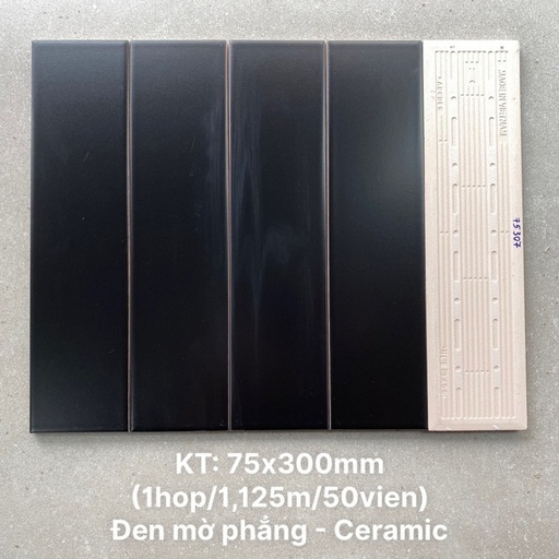 [DSH-STA75307M] Gạch thẻ cao cấp đen mờ phẳng KT 75x300mm STA75307M