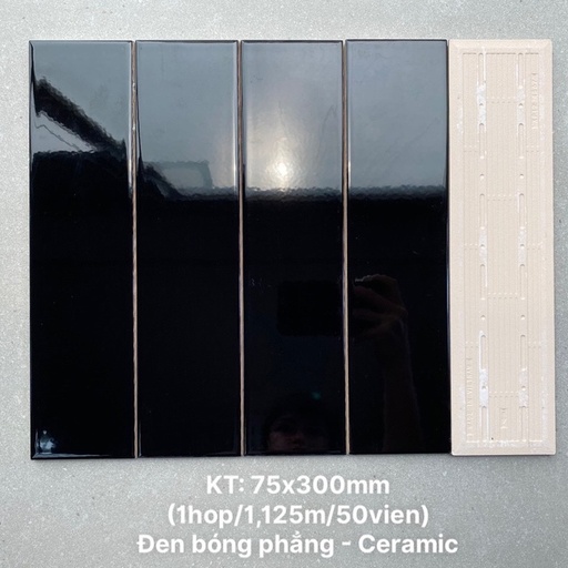 [DSH-PSTA75307] Gạch thẻ cao cấp đen bóng phẳng KT 75x300mm PSTA75307