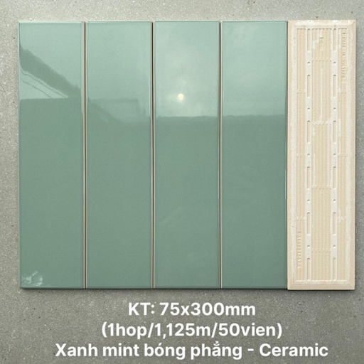 [DSH-PSTA75315P] Gạch thẻ cao cấp xanh mint phẳng KT 75x300mm PSTA75315P