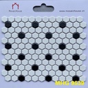 Gạch mosaic lục giác nhỏ màu trắng chấm đen