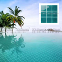 Gạch MOSAIC ốp tường hồ bơi men sứ màu xanh tự nhiên, thiết kế hình vuông hiện đại, giá xuất xưởng